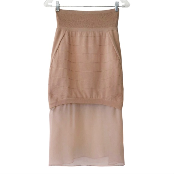 Ohne Titel Nude stretch panel bodycon midi skirt - Picture 4 of 4